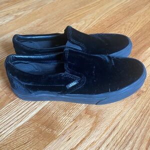 Black Velvet Slip-On Vans